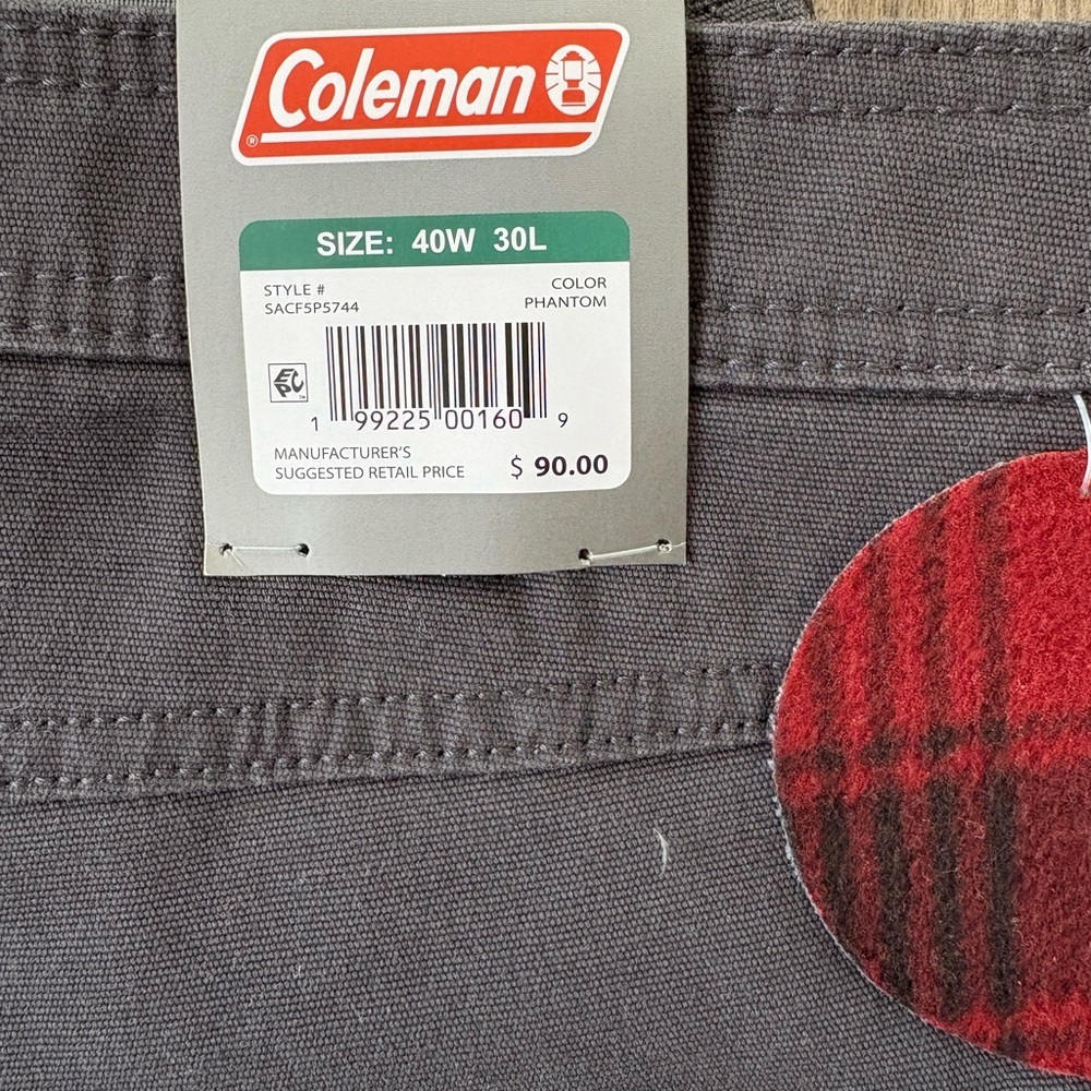 NWT Mens Coleman Canvas Fleece Lined Utility Pants Grey Size 40x30 - Picture 7 of 7